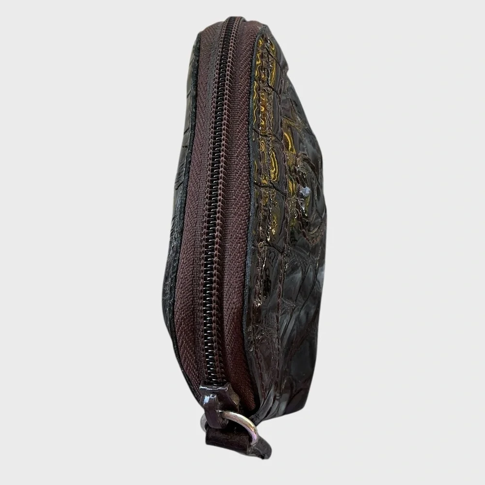 Brighton Chocolate Brown Patent Croc Embossed Coin Purse Wallet